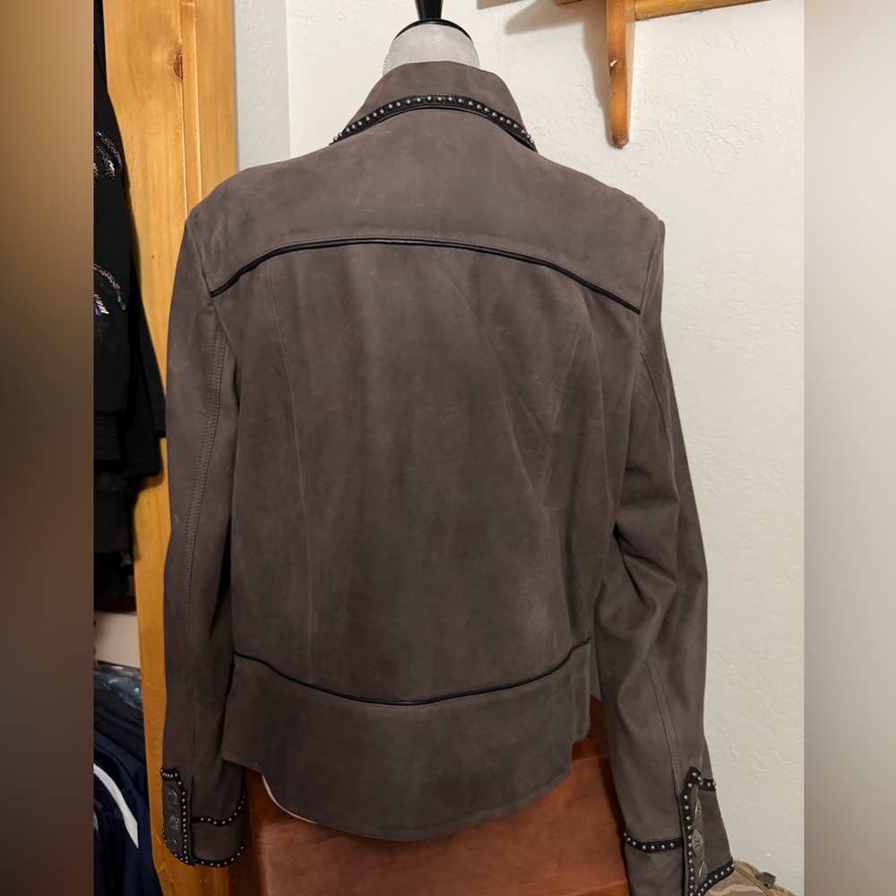 Double D Ranch Dark Brown Leather Stud-Trim Jacket - Picture 2 of 6